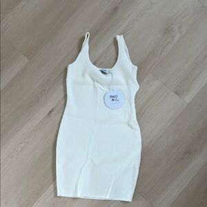 Princess Polly White Ribbed Mini Dress